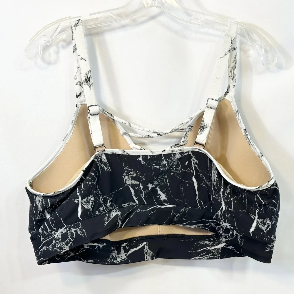 Cacique Swim Plus Size 22 Bikini Top Black White Marble Vacation Cruise 200
